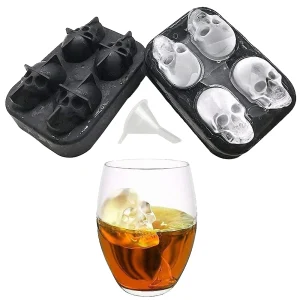 3D Skull Ice Cube Tray with Funnel Silicone